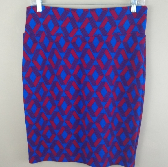 LuLaRoe Dresses & Skirts - 🌞Lularoe Pull-On Blue/Red Pencil Skirt Sz XL